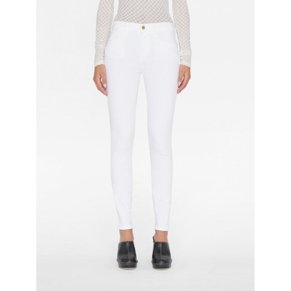 Frame Denim Womens Le High Skinny Jeans Blanc White Ankle Super Stretch size 27 - Picture 1 of 15